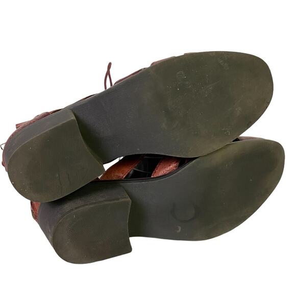 Steve Madden Red Strappy Buckle Leather Bootie Size 7.5 - Picture 8 of 11